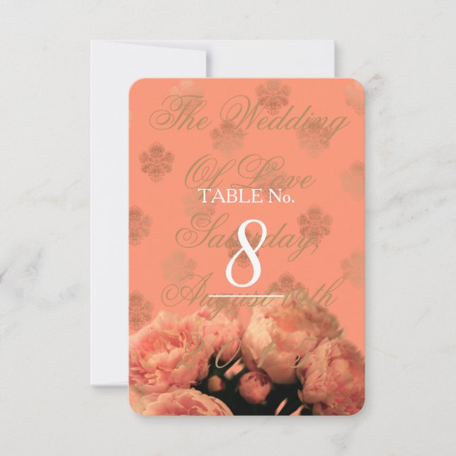 Baroque And Peonies - Table Number Card (Front)