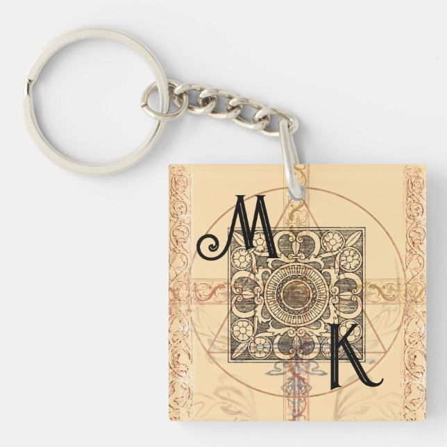 Baroque Antique Monogram Keychain (Front)
