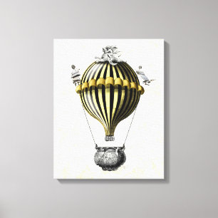 Baroque Balloon Black Yellow Canvas Print