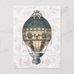 Baroque Balloon Blue & Cream Postcard