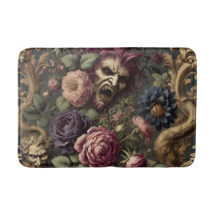 Baroque Battles & Blooms – Gothic Floral Design Bath Mat