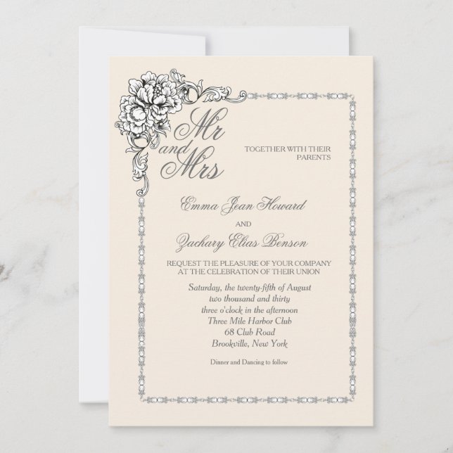 Baroque Beauty Wedding Invitation (Front)