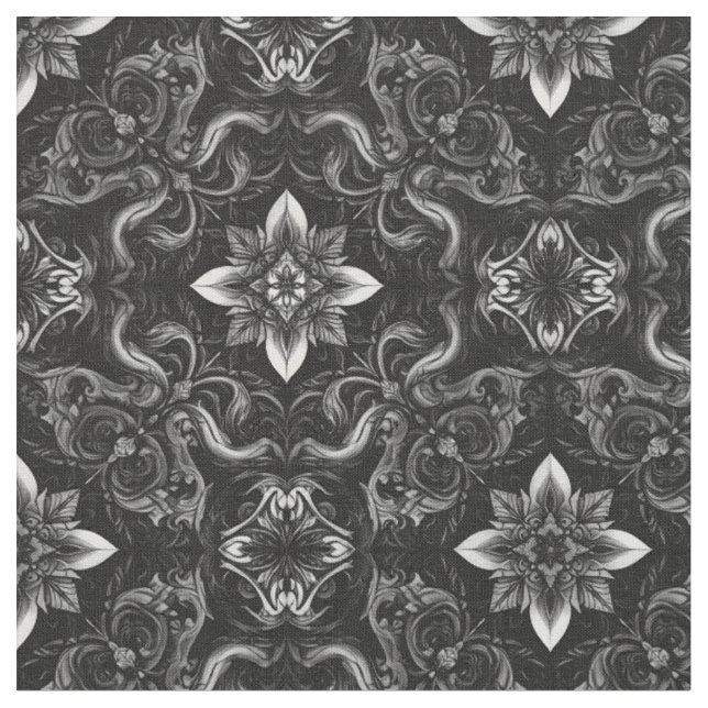 Baroque Black & White Fabric (Close Up)