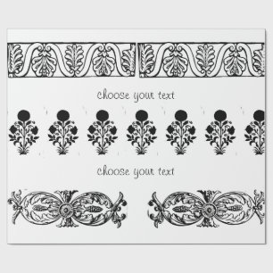 Baroque Block Print Border wrapping Paper