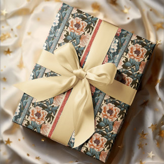 Baroque Bloom Antique Wallpaper Floral Wrapping Paper