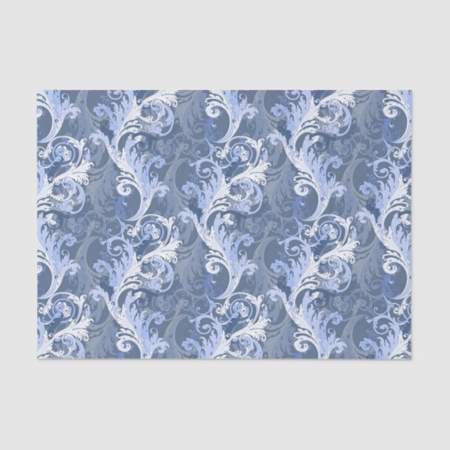Baroque blue colour pattern tissue paper (Front)