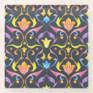 Baroque Brightness: Colourful Vintage Charm. Glass Coaster
