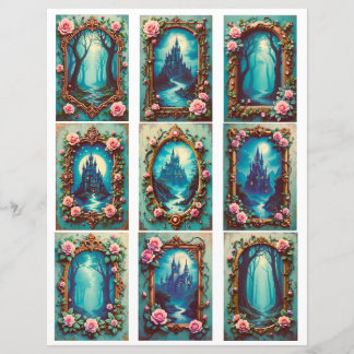 Baroque Castle Rose Frame Ephemera Cutouts