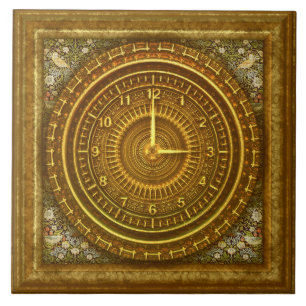 Baroque clock ceramic tile