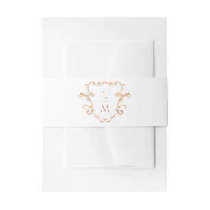 Baroque Crest   Monogram Wedding Invitation Belly Band