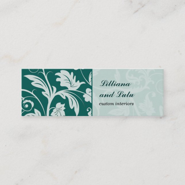 Baroque Damask Skinny Business Card (Front)