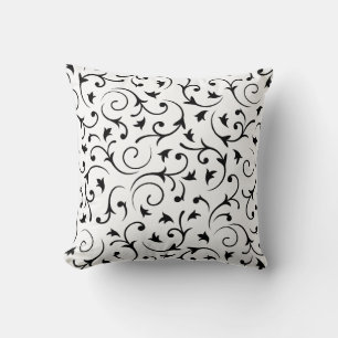 Baroque Design – Black on White Throw Pillow