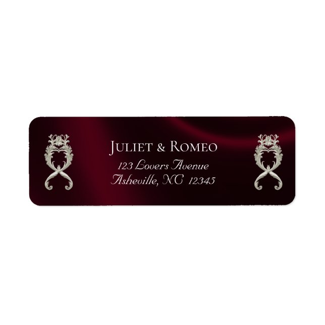 Baroque Design Return Address - Burgundy (Front)