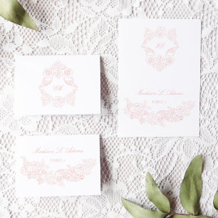 Baroque Dusty rose Élégante Carte de nom pliable