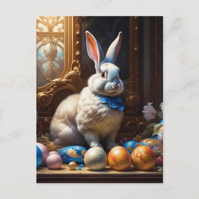 Baroque Easter Bunny with Eggs Postcard (Front)