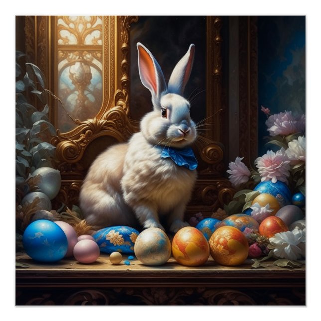 Baroque Easter Bunny with Eggs Poster (Front)