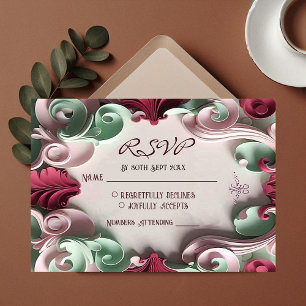 Baroque Elegance Floral Motifs Acanthus Swirls RSVP Card