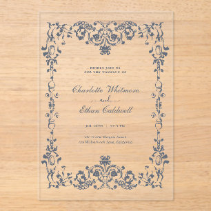 Baroque Elegant Frame Wedding Acrylic Invitation