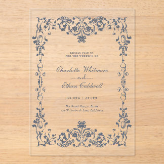 Baroque Elegant Frame Wedding Acrylic Invitation