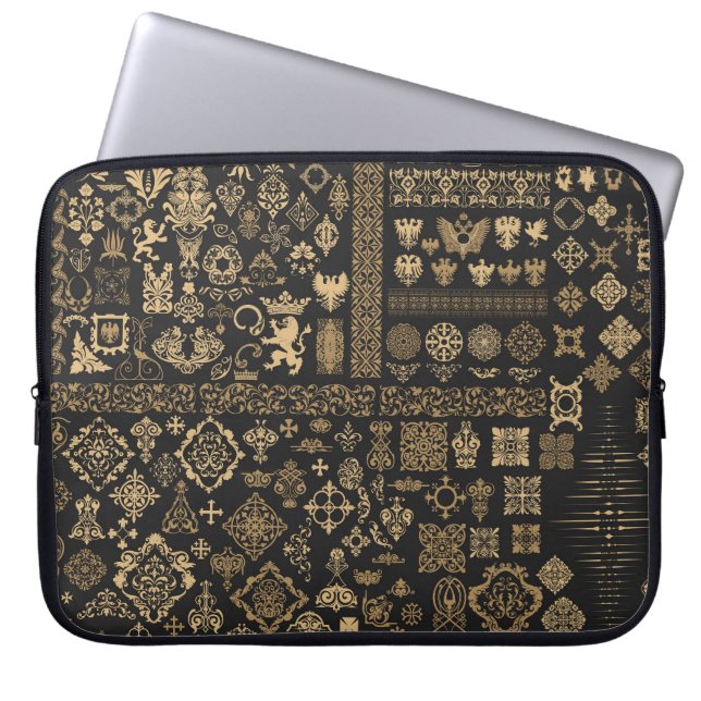 Baroque elements: mega set pattern. laptop sleeve (Front)