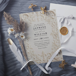Baroque Embossed Vintage Elegant Modern Wedding Invitation