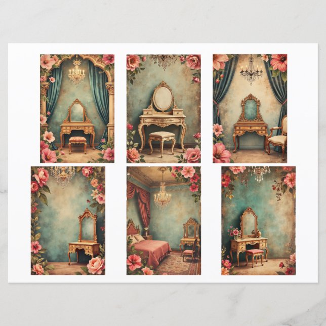 Baroque ephemera cards Scrapbook paper cutouts (Front)