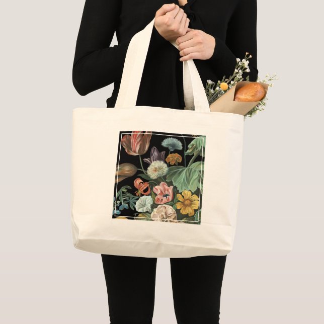 Baroque Floral - Bouquet of Flowers Large Tote Bag (Front (Product))