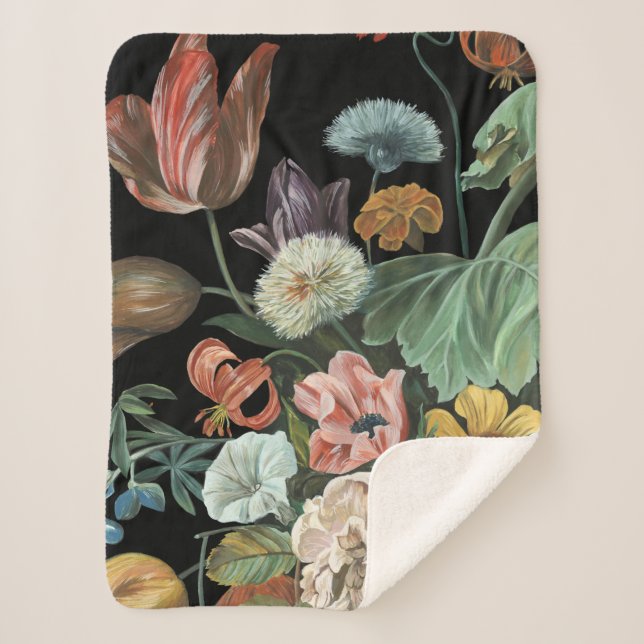 Baroque Floral - Bouquet of Flowers Sherpa Blanket (Front)