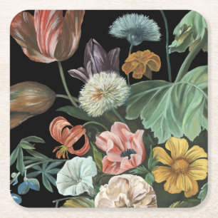 Baroque Floral - Bouquet of Flowers Square Paper Coaster