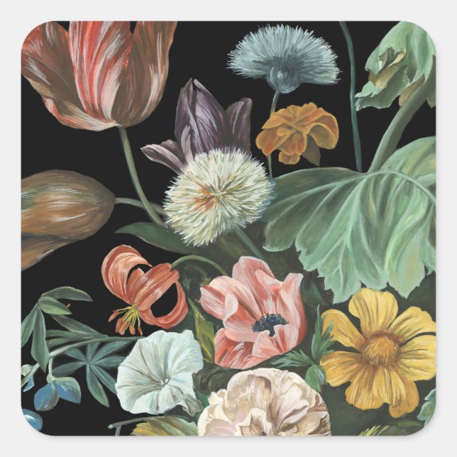 Baroque Floral - Bouquet of Flowers Square Sticker (Front)