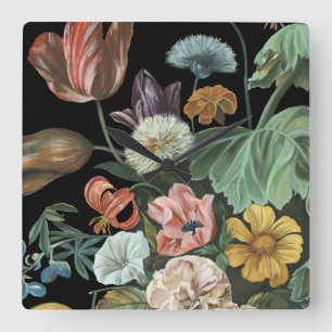 Baroque Floral - Bouquet of Flowers Square Wall Clock
