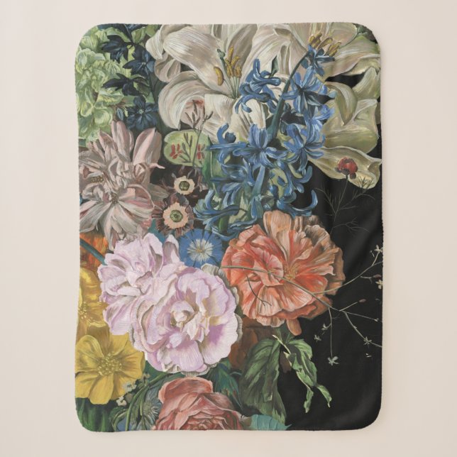 Baroque Floral - Bouquet Sherpa Blanket (Front)