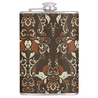 Baroque Floral: Classic Vintage Wallpaper Hip Flask