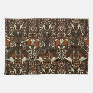 Baroque Floral: Classic Vintage Wallpaper Kitchen Towel