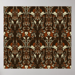 Baroque Floral: Classic Vintage Wallpaper Poster