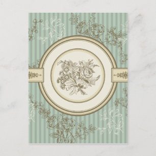 Baroque floral design postcard