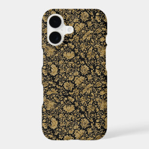 Baroque Floral Doré en Tout sur Fond Noir