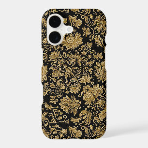Baroque Floral Doré Tout en Noir