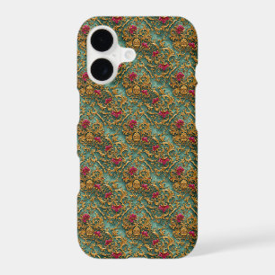 Baroque Floral Émeraude avec Ornements Dorés