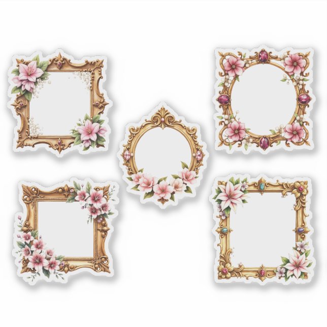 Baroque Floral Frame Cutout Sticker Sheet (Devant)