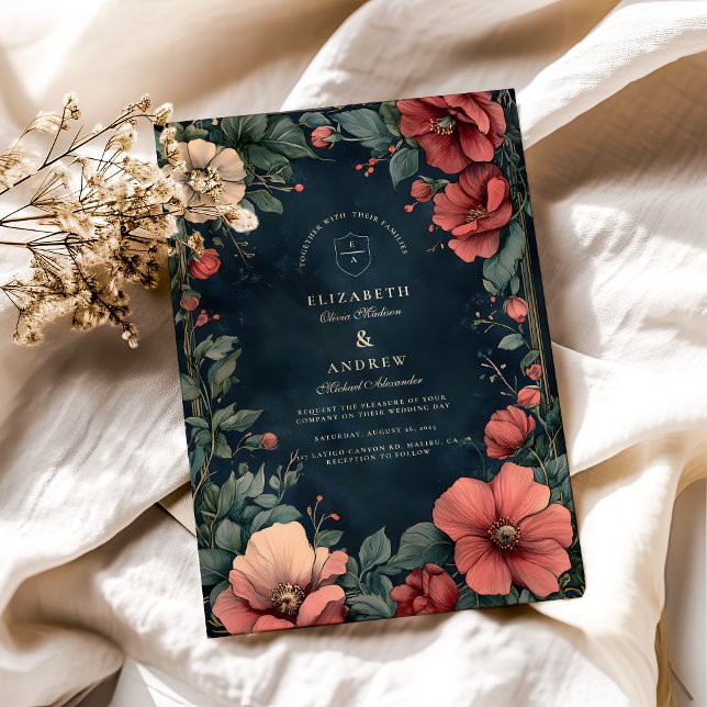 Baroque Floral Gothic Wedding Invitation (Creator Uploaded)