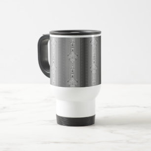 Baroque floral pattern with border grey coffee mug