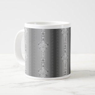 Baroque floral pattern with border grey large coffee mug