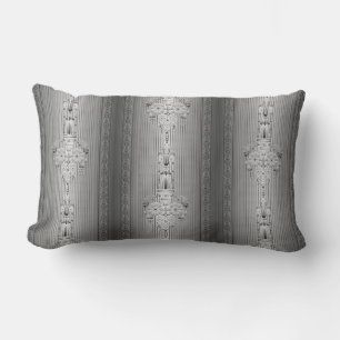 Baroque floral pattern with border grey lumbar pillow