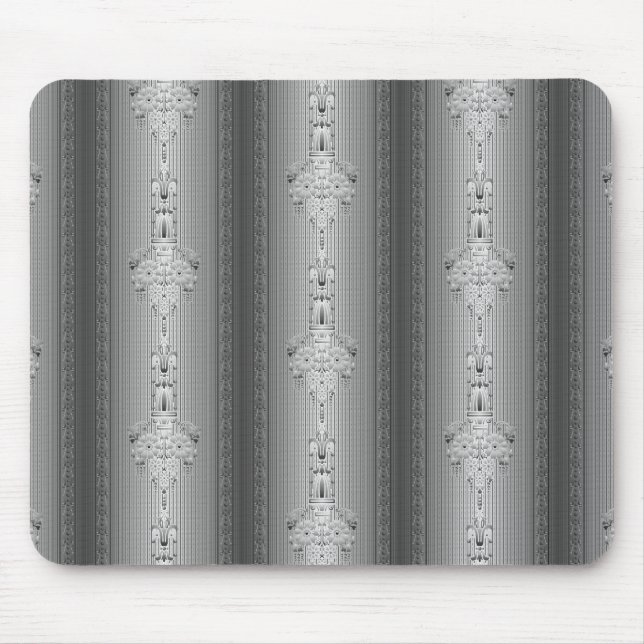 Baroque floral pattern with border grey mouse pad (Front)