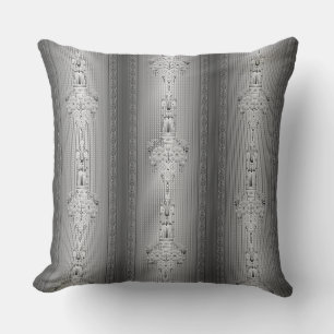 Baroque floral pattern with border grey throw pillow