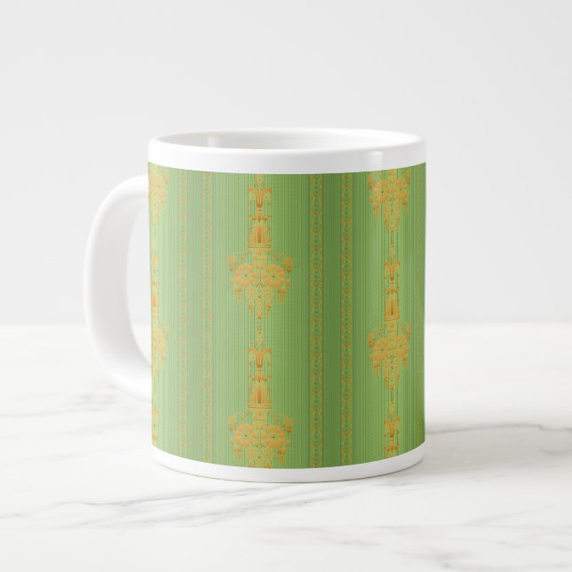 Baroque floral pattern with border large coffee mug (Front Left)