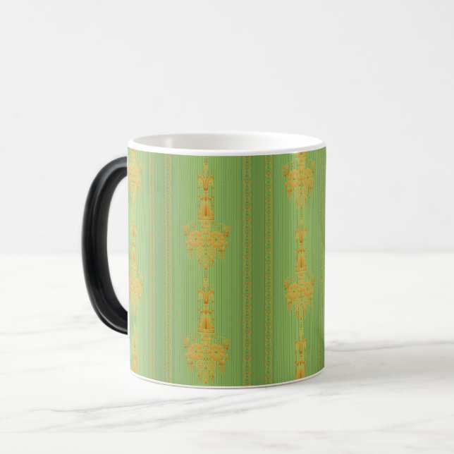 Baroque floral pattern with border magic mug (Front Left)