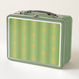 Baroque floral pattern with border metal lunch box