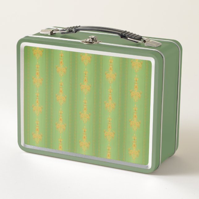 Baroque floral pattern with border metal lunch box (Front)